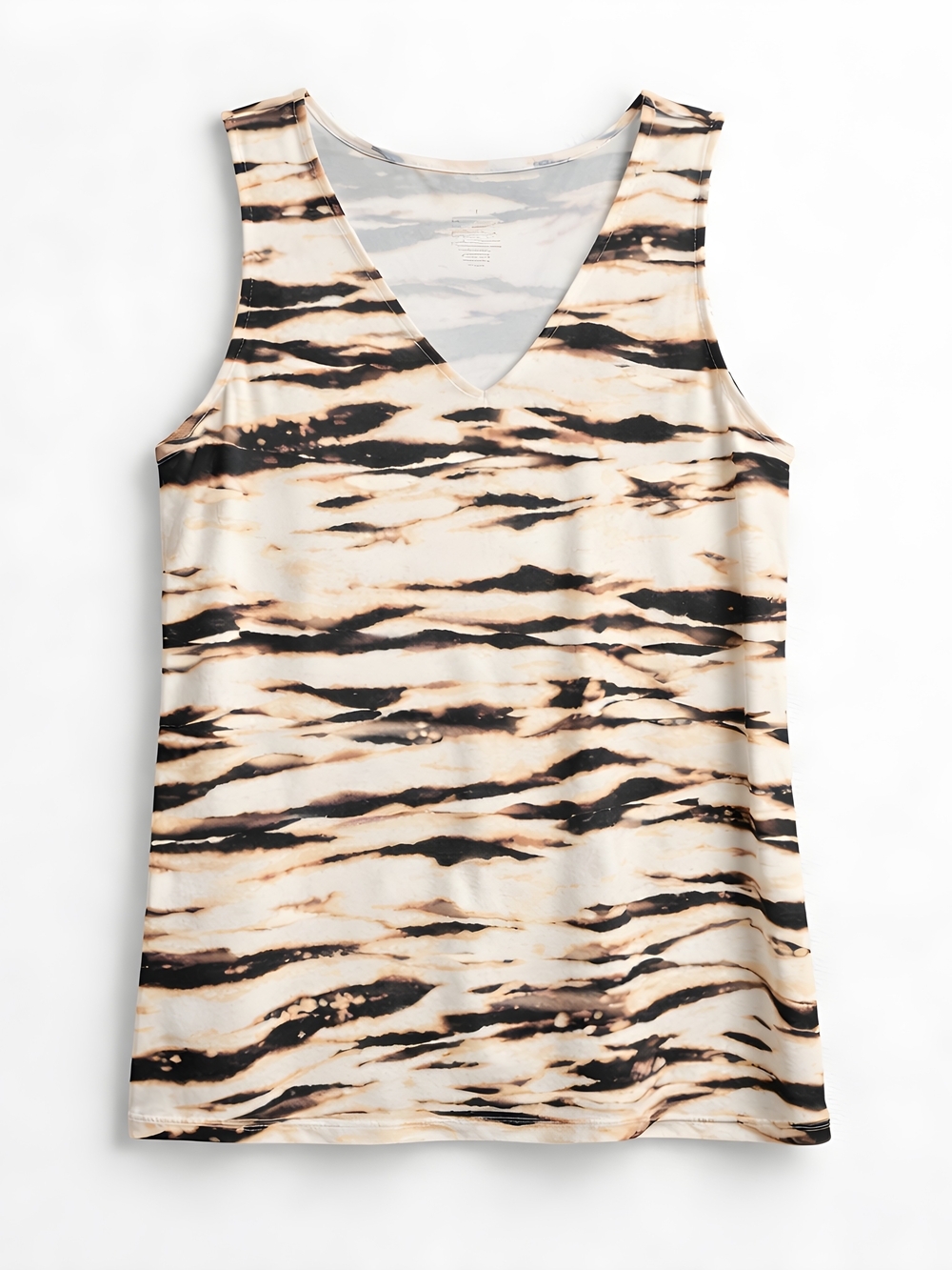 153 Torrid Black and Cream Foxy Deep V Neck Tank Animal Tiger Zebra Print Stripe